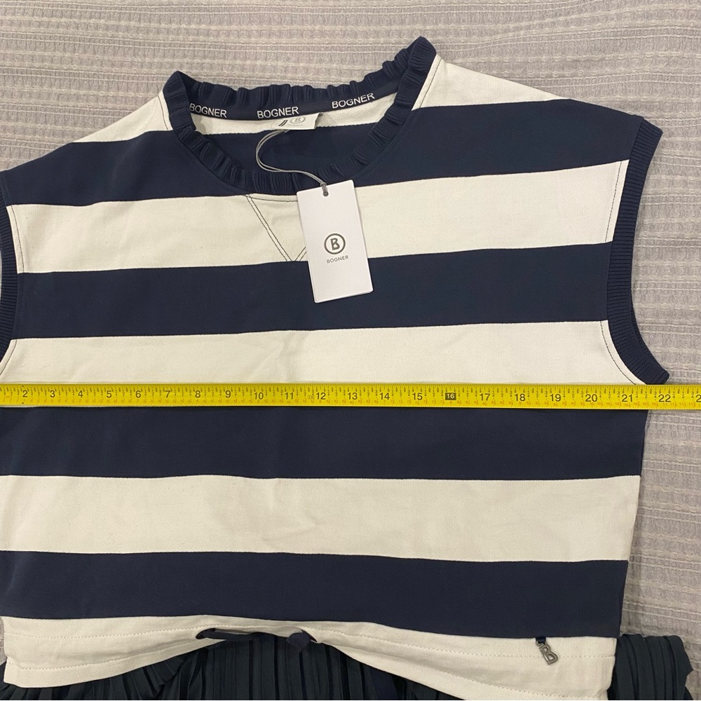 Bogner Women's Blue Striped Ira Dress - Sz Medium (8) - Picture 6 of 16